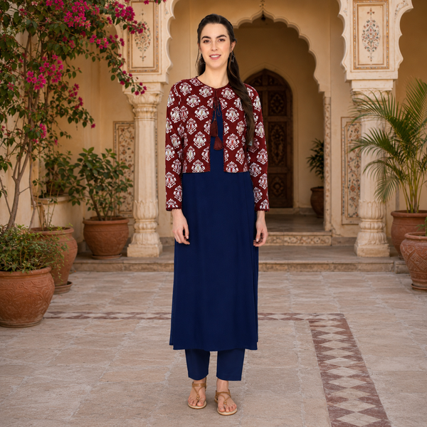 Ethnic Kurti Jacket Pant set