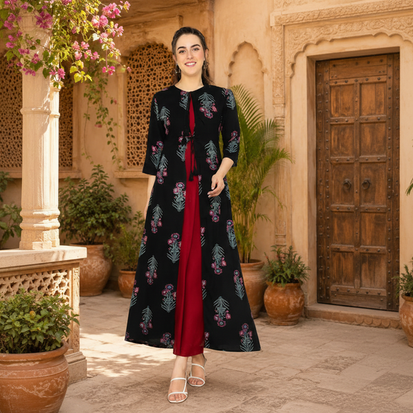 Pack of 2 Women Printed Cotton Kurti Shrug