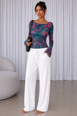 Floral Printed Spandex Top & Pant Co-ord Set for Women