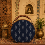 Blue Paisley Print Canvas Sling Bag