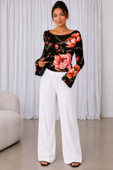Floral Printed Spandex Top & Pant Co-ord Set for Women