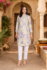 🌸 Floral Print Spandex Kurti Pant Co-Ord Set 🌸  Comfort Meets Everyday Elegance