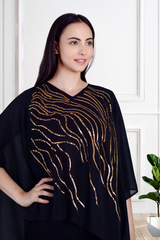 Women's Sequins Motifs Embellished Georgette Top Pant Set