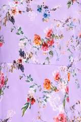 Enchanted Bloom Women's Lavender Floral Printed Crepe Maxi Dress