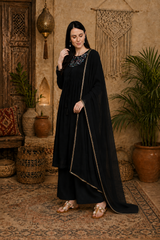 🌼 Women’s Ethnic Embroidered angrakha Kurti Palazzo dupatta Set