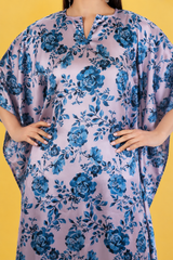 Blossom Satin Kaftan – Elegant Floral Print Lounge & Resort Wear