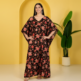Floral Blossom Satin Kaftan – Elegant Floral Print Lounge & Resort Wear