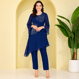 Women Georgette Asymmetric Kurta Pant Set INDW 02 BLUE