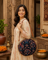 Floral Paisley Motifs Print Canvas Sling Bag