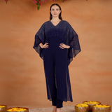 Women's Sequins Motifs Embellished Georgette Kaftan Set