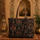 ETHNIC FLORAL PRINT TOTE BAG