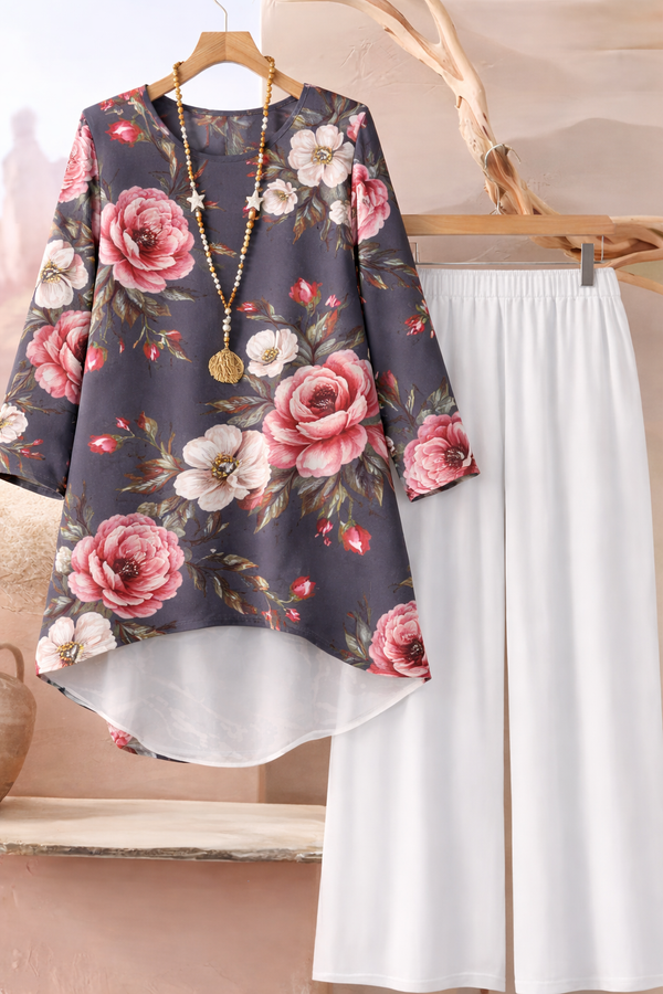 🌸 Spandex Floral Printed Top & Pant Set 🌸