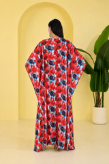 Floral Blossom Satin Kaftan – Elegant Floral Print Lounge & Resort Wear