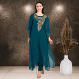 ✨ Georgette Sequins Embroidered Kaftan Pant Set