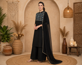 Women’s Embroidered Rayon Kurti Palazzo Set | Elegant Ethnic Co-ord Set