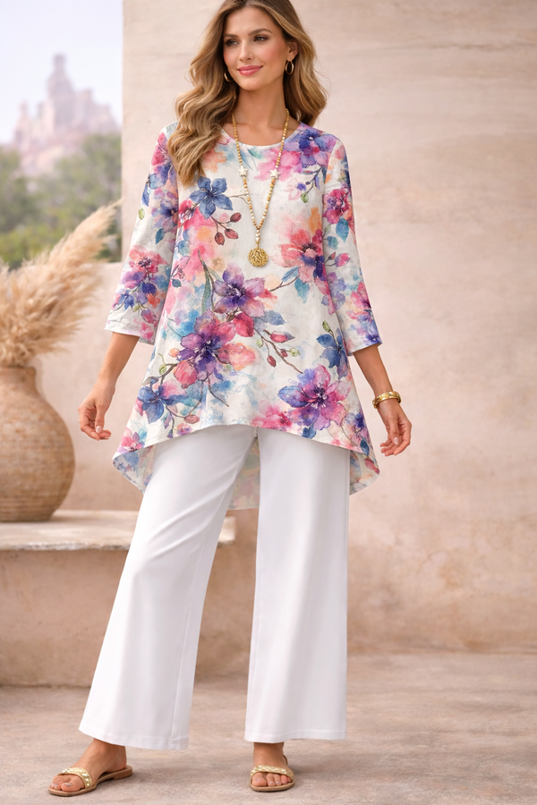 🌸 Spandex Floral Printed Top & Pant Set 🌸