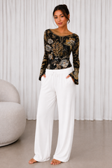 Floral Printed Spandex Top & Pant Co-ord Set for Women