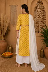 🌺 Women’s Ethnic Cotton Printed Kurti & Palazzo Set