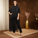 Women's Sequins Motifs Embellished Georgette Kaftan Set