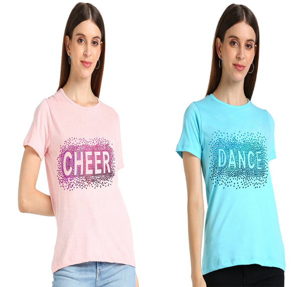 Women’s Cotton Sequin Motif T-Shirt Combo (Pack of 2) – Just ₹599 | MRP ₹2,099
