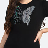 WOMEN EMBELLISHED T SHIRT STS 63 BLACK