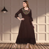Graceful Charm: Women’s Embroidered Knee-Length Kurti