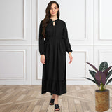 Frilled Allure Ankle-Length Spandex Black Dress