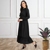 Frilled Allure Ankle-Length Spandex Black Dress