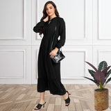 Frilled Allure Ankle-Length Spandex Black Dress