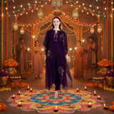 Women's Sequins Motifs Embellished Georgette Kaftan Pant Set – Elegant Party & Festive Wear
