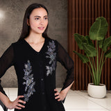 Women's Sequins Motifs Embellished Georgette Frilled Set