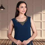 Women's Sequins Motifs Embellished Georgette Slit Kurti Pant Set