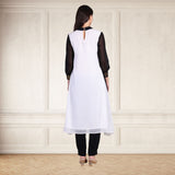 Women's Sequins Motifs Embellished Georgette Colour Block Kurti Pant Set