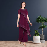 Women's Sequins Motifs Embellished Georgette Frilled Set
