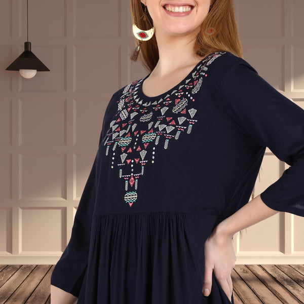 Elegant Comfort: Women's Embroidered  Kurti
