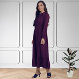 Frilled Allure Ankle-Length Spandex Purple Dress