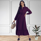 Frilled Allure Ankle-Length Spandex Purple Dress