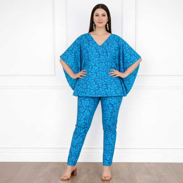 Women’s Floral Printed Kaftan Pant Co-Ord Set – Stylish & Comfortable Lounge Wear