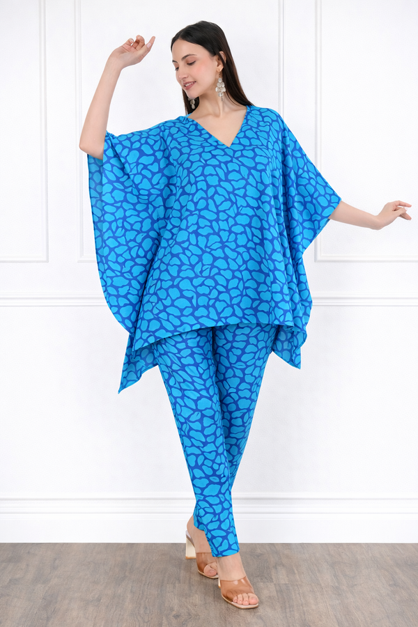 Women’s Floral Printed Kaftan Pant Co-Ord Set – Stylish & Comfortable Lounge Wear
