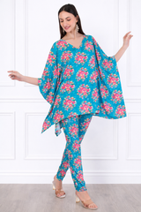 Women’s Floral Printed Kaftan Pant Co-Ord Set – Stylish & Comfortable Lounge Wear