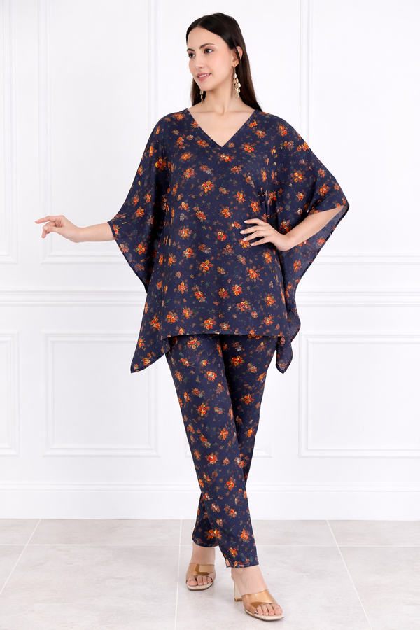 Women’s Floral Printed Kaftan Pant Co-Ord Set – Stylish & Comfortable Lounge Wear