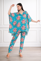 Women’s Floral Printed Kaftan Pant Co-Ord Set – Stylish & Comfortable Lounge Wear