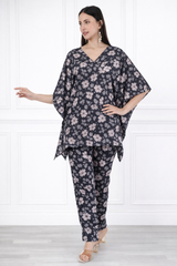 Women’s Floral Printed Kaftan Pant Co-Ord Set – Stylish & Comfortable Lounge Wear