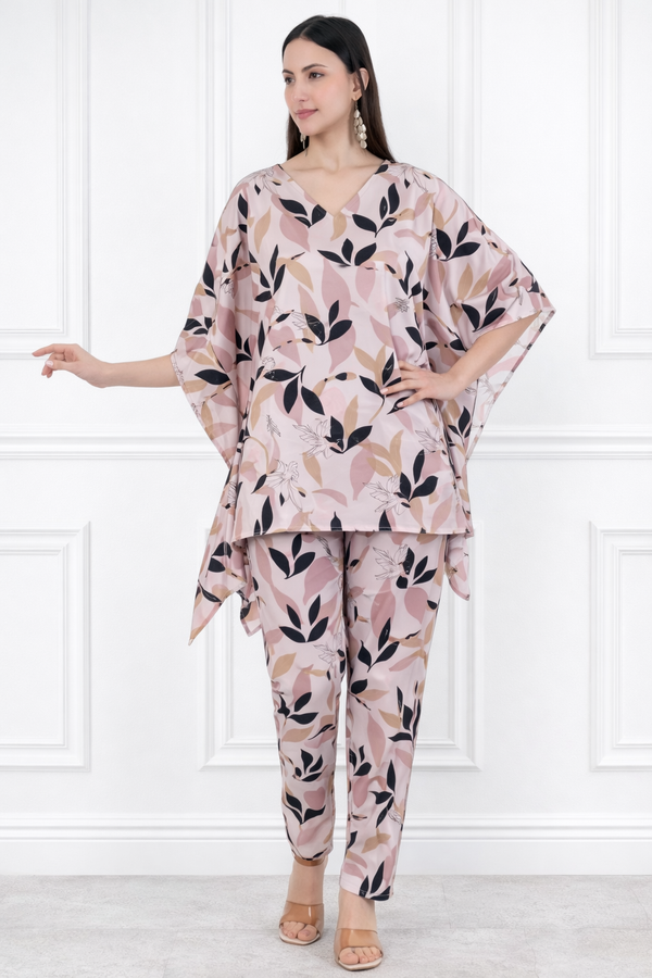 Women’s Floral Printed Kaftan Pant Co-Ord Set – Stylish & Comfortable Lounge Wear