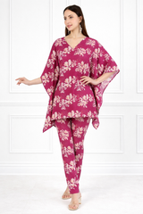 Women’s Floral Printed Kaftan Pant Co-Ord Set – Stylish & Comfortable Lounge Wear