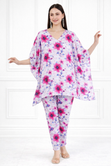 Women’s Floral Printed Kaftan Pant Co-Ord Set – Stylish & Comfortable Lounge Wear