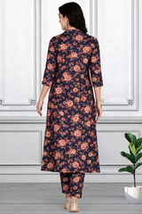 🌸 Floral Printed Spandex Kurti Pant Co-Ord Set 🌸