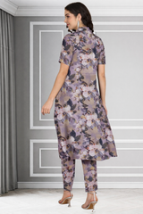 Floral Print Spandex Kurti Pant Co-Ord Set for Women 🌸