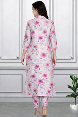 🌸 Floral Printed Spandex Kurti Pant Co-Ord Set 🌸