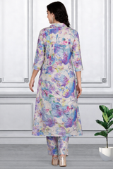 🌸 Floral Printed Spandex Kurti Pant Co-Ord Set 🌸